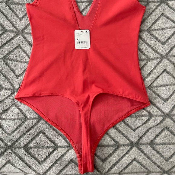NEW WITH TAGS, free people pink pointsetta keep it sleek bodysuit - Picture 3 of 5